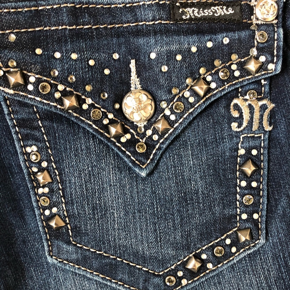 Miss Me Medium Wash Rhinestone Boot Cut Jeans 29 - Picture 12 of 16